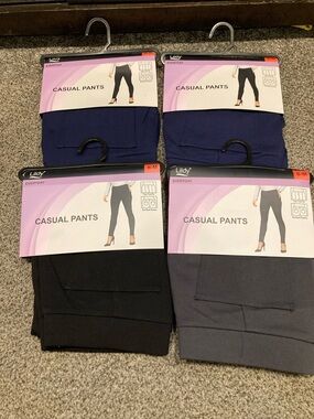 Lildy Casual Pants Bundle S/M NWT Black Gray Navy Pull-On Stretch Work Pants